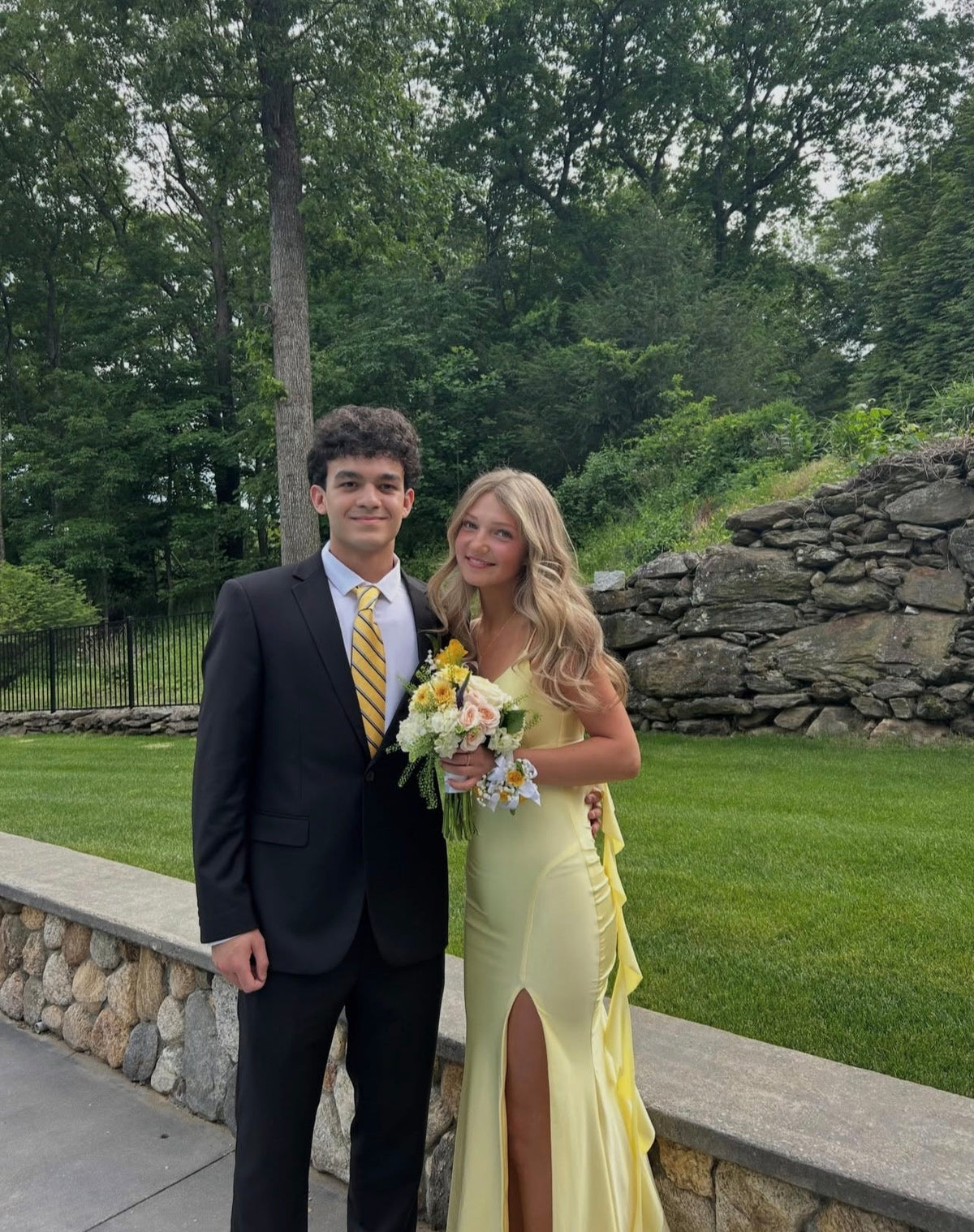 Mermaid Open Back Yellow Satin Prom Dress With Ruffle Straps