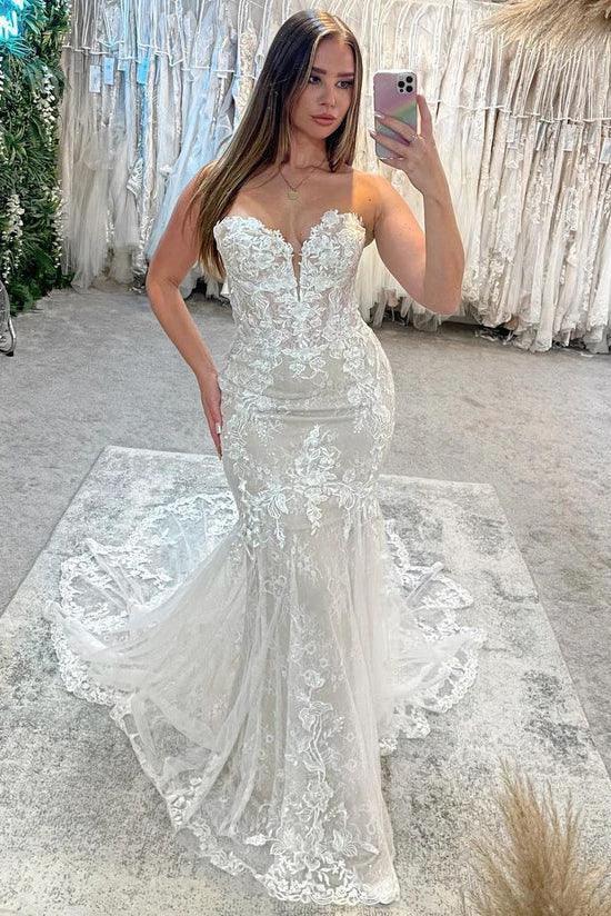 Mermaid Sweetheart Lace Appliques Elegant Wedding Dresses (ZD16152)