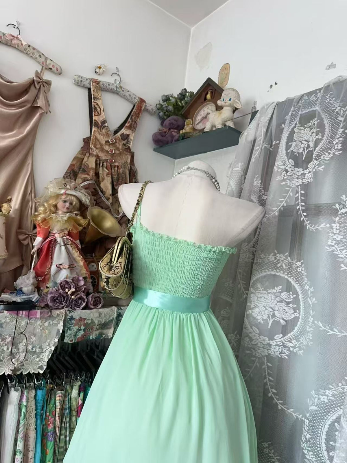 Mint Green A-Line Homecoming Dress Chiffon Party Dress