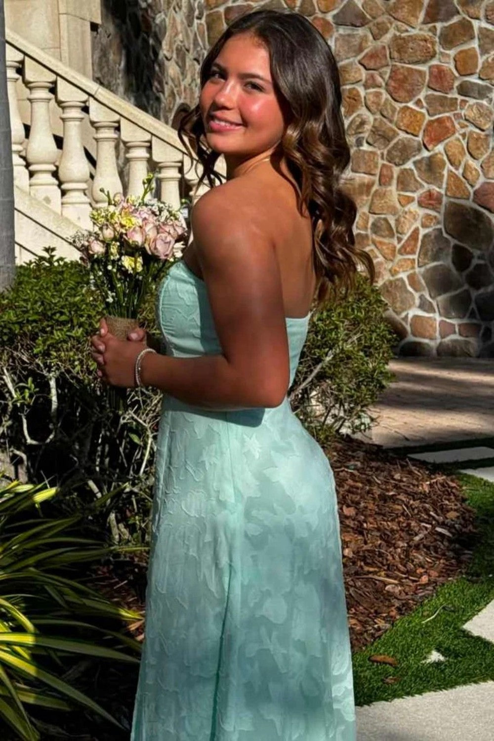 Beautiful A Line Sweetheart Mint Green Long Prom Dress with Split Front