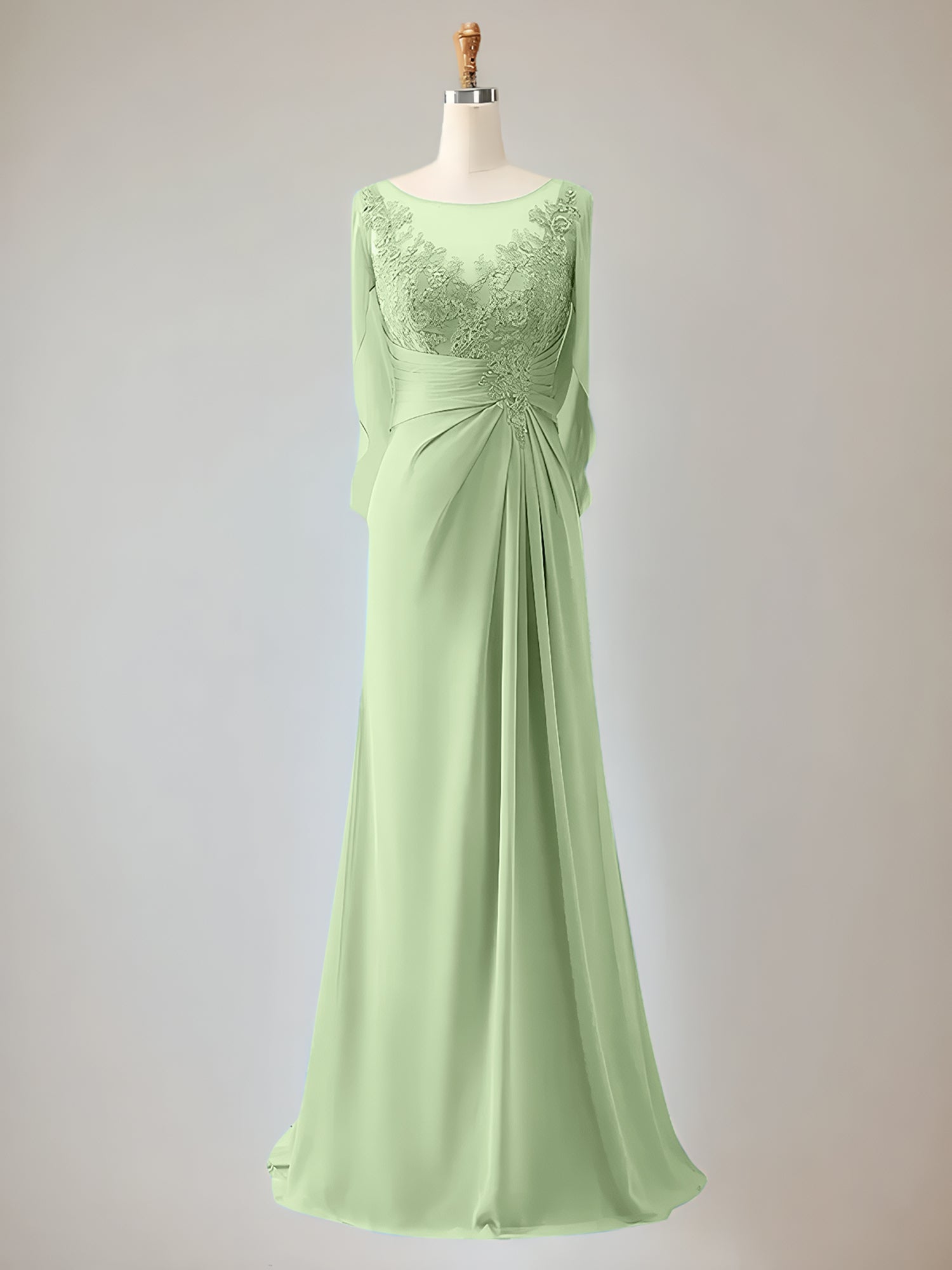 Trumpet/Mermaid Scoop Neck 1/2 Sleeve Chiffon Mother of the Bride Dress With Beadings