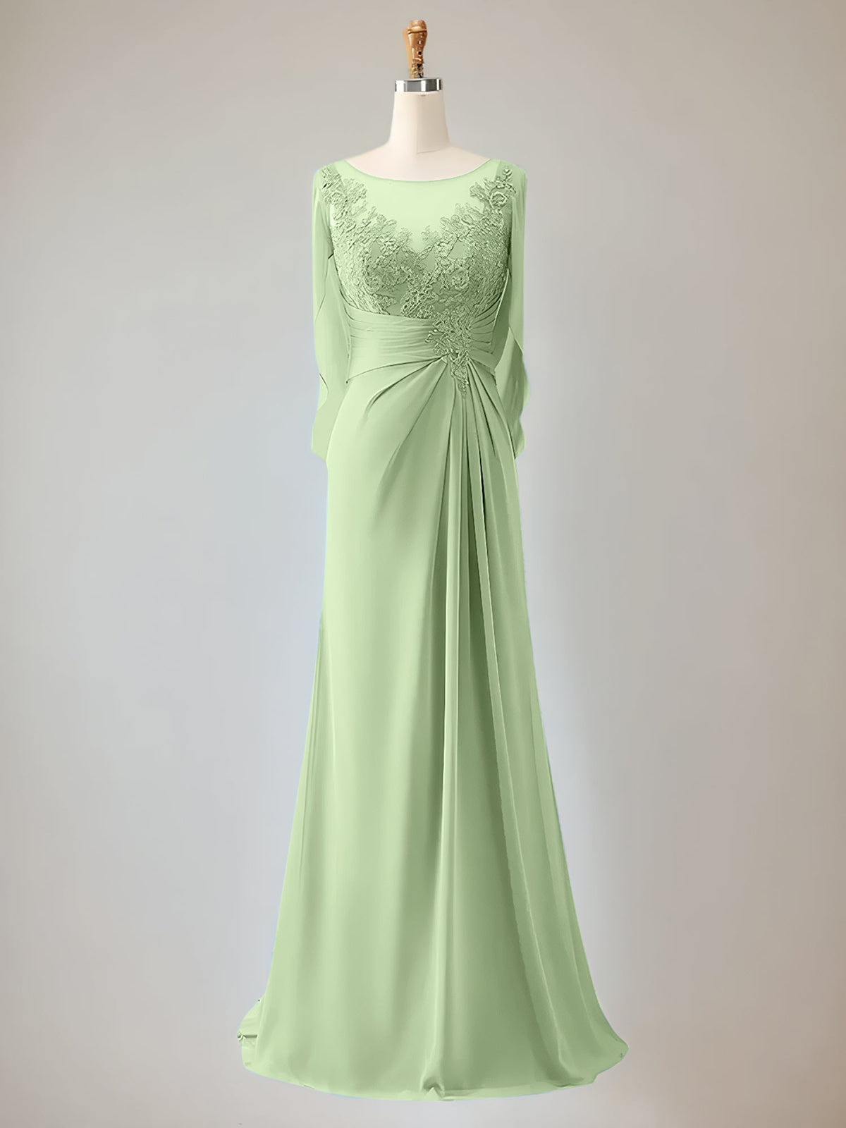 Trumpet/Mermaid Scoop Neck 1/2 Sleeve Chiffon Mother of the Bride Dress With Beadings