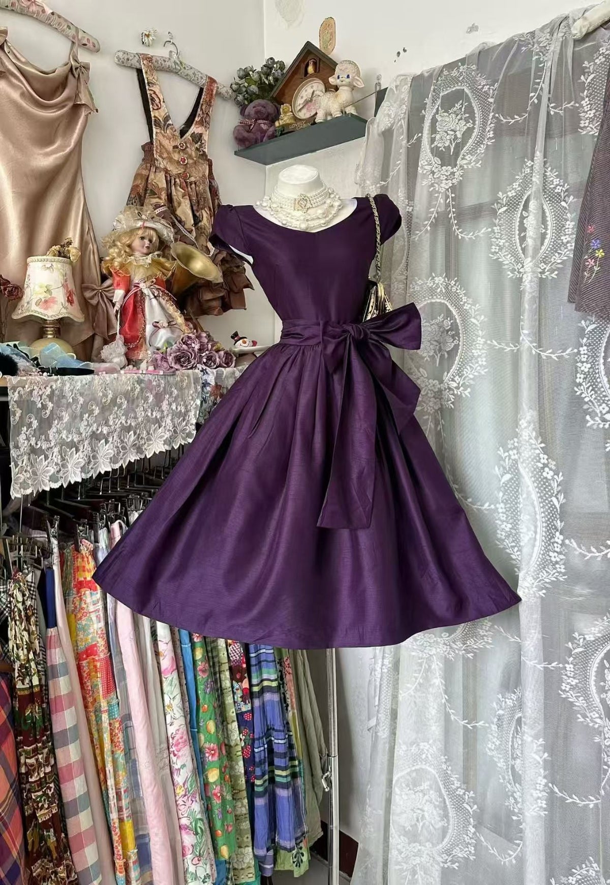 Modest Purple A-Line Homecoming Dress Short Birthday Dress