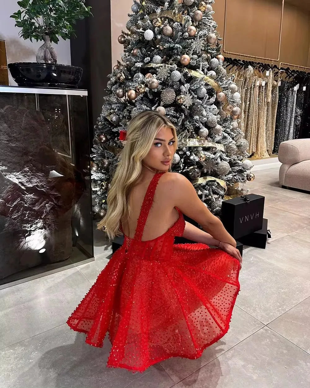 Hearty Red Tulle Prom Dresses Spaghetti Strap Ruched Sequineds Above Knee Homecoming Dresses vestidos de graduación