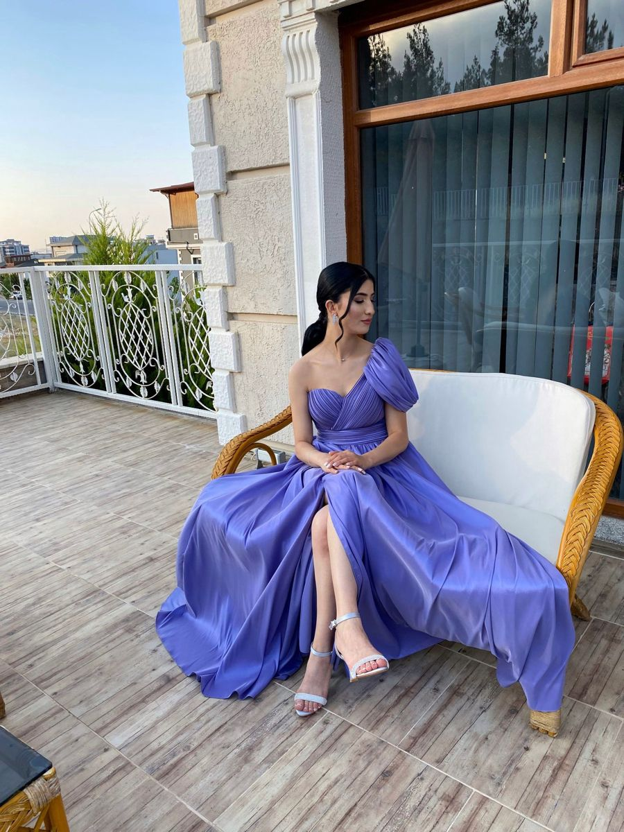 Chic Purple A-line Prom Dress With Split