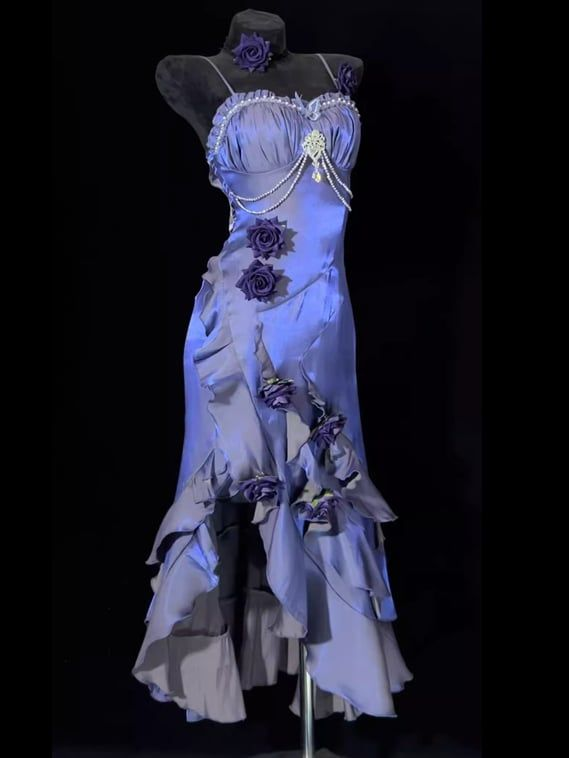 Vintage Purple Ruffles Mermaid Evening Dress,Prom Dress