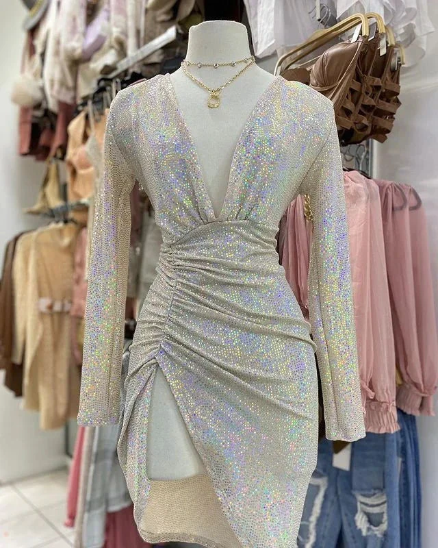 Glitter Sequins Homecoming Dress Sexy Party Dress (ZD12031)