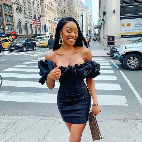 Ruffle Off-the-Shoulder Club Dress Sexy Bodycon Black Summer Dress Elegant Party Dress - View 2 | FashionDia