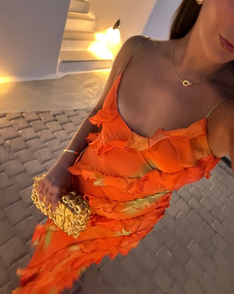 Sexy Straps Chiffon Long Tiered Slit Prom Dress Party Evening Dress