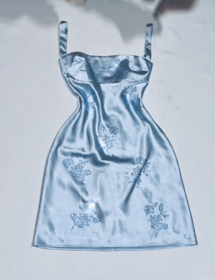 Elegant Blue Spaghetti Straps Satin Beaded Sheath Homecoming Dress Mini Birthday Outfits