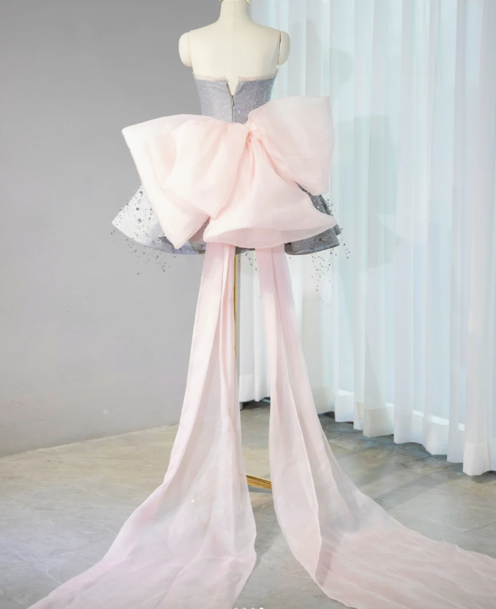 Charming Strapless Short A Line Birthday Dress Gray Homecoming Dress