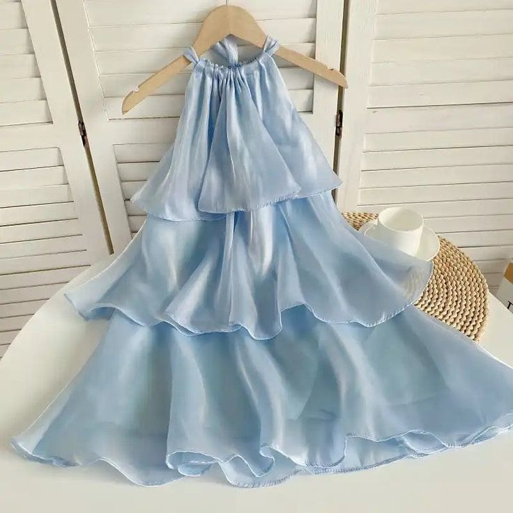 Sexy Halter Blue Organza Layered Homecoming Dress A-Line Cocktail Dress - FashionDia