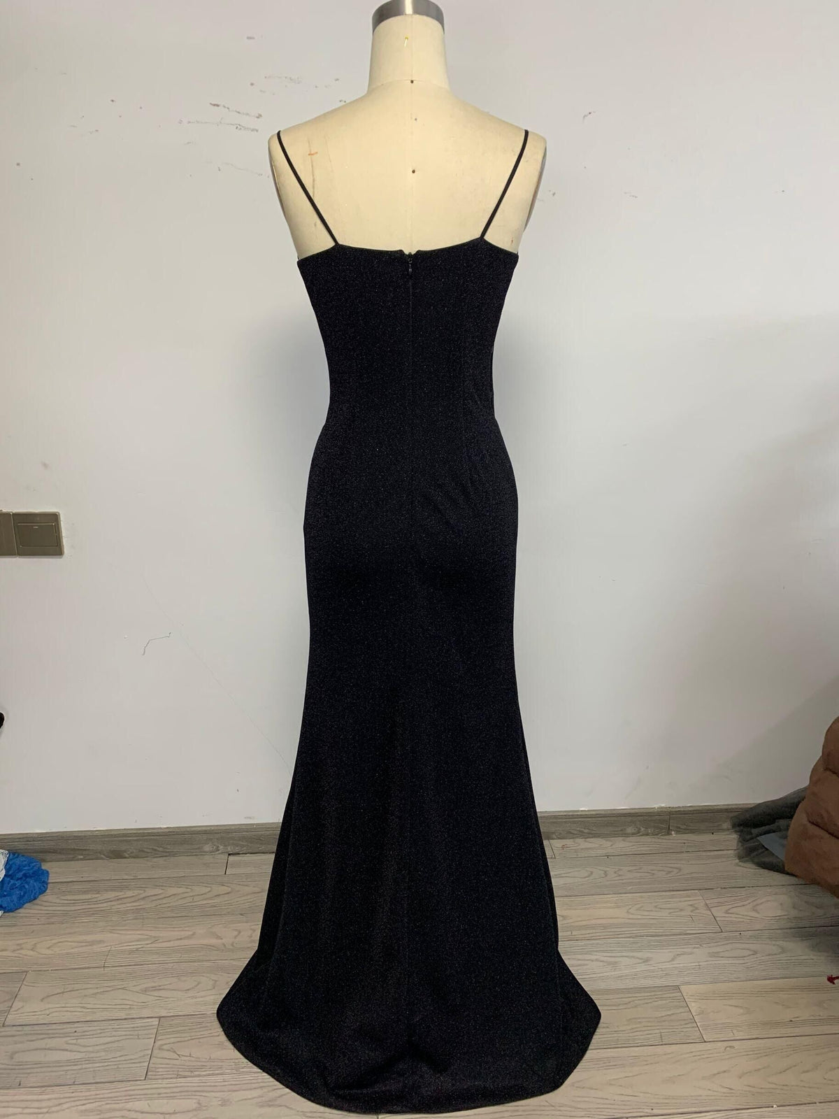 Black Long Prom Dresses Strapless Mermaid Evening Dresses Sparkle Tight Prom Dresses S7919 - View 3 | VelvetHem
