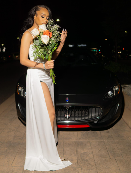 Elegant White Satin Long Slit Prom Dress Birthday Party Dress - View 5 | FashionDia