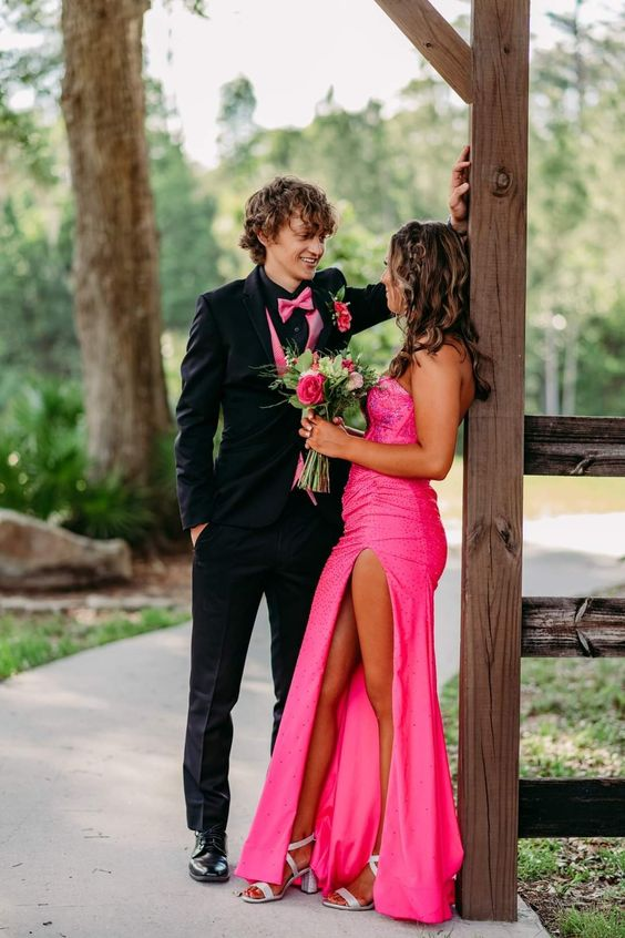 Elegant Sheath Prom Dress With Split,Trendy Prom Gown - FashionDia