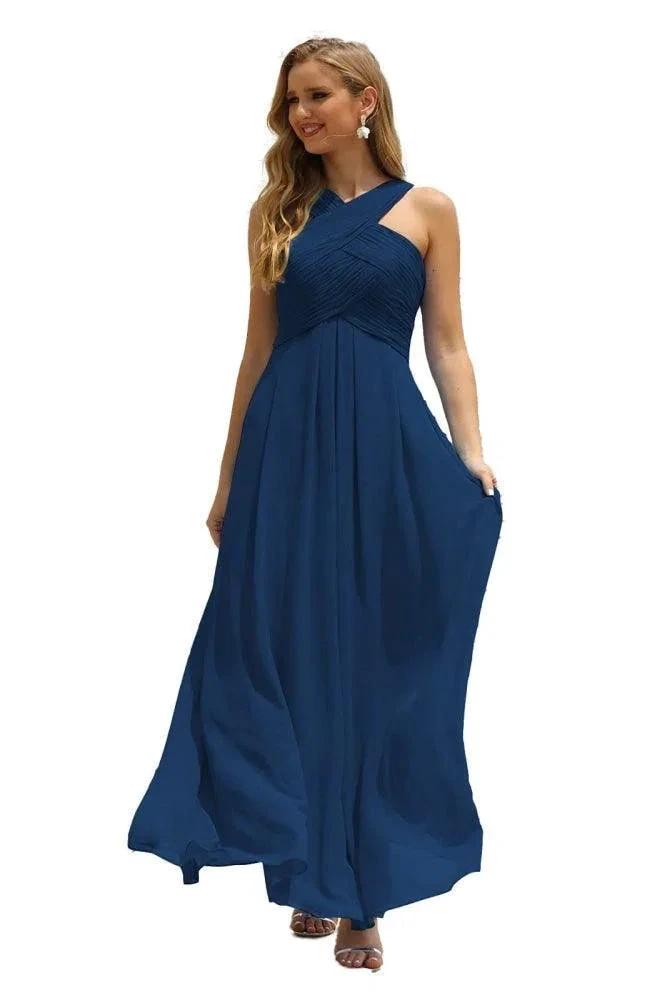 Numbersea Women Halter Chiffon Bridesmaid Dress A-line Long Formal Prom Gown SEA28015 by numbersea