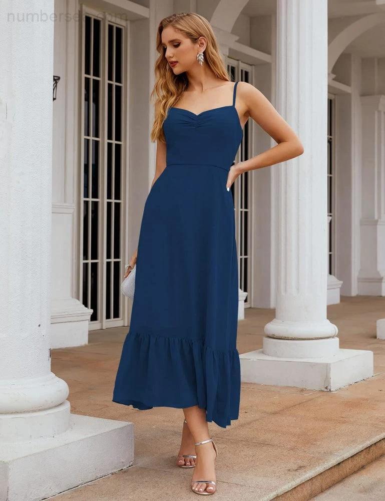 ZapDress Spaghetti Strap Chiffon Bridesmaid Dress Ankle Length Formal A Line Cocktail Party Homecoming Dress for Juniors (ZD16949)
