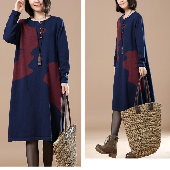 Navy plus size sweater dresses woman