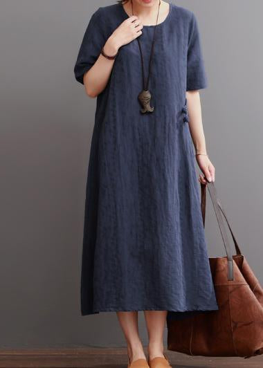 Navy Summer Linen Dress Plus Size Linen Maxi Dresses Sundress