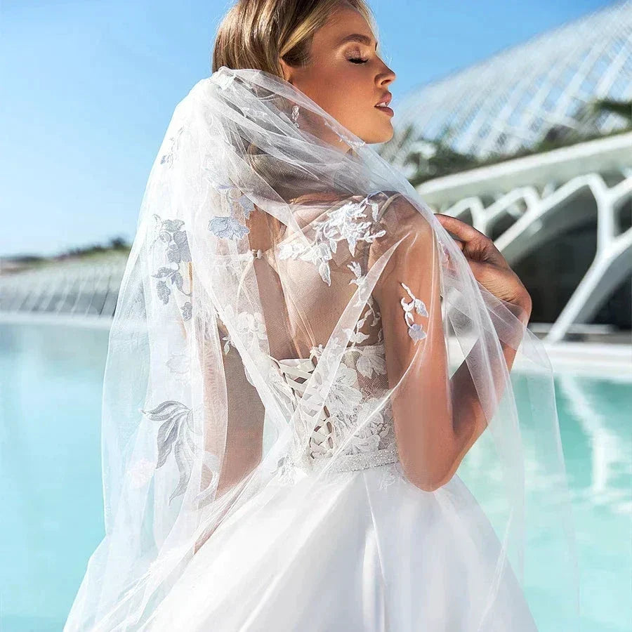 New Arrival White/Ivory Ball Gown Wedding Dress Robe De Mariee Cap Sleeve Beading Applique Wedding Dresses for Bride (ZD13303) - View 5 | VelvetHem