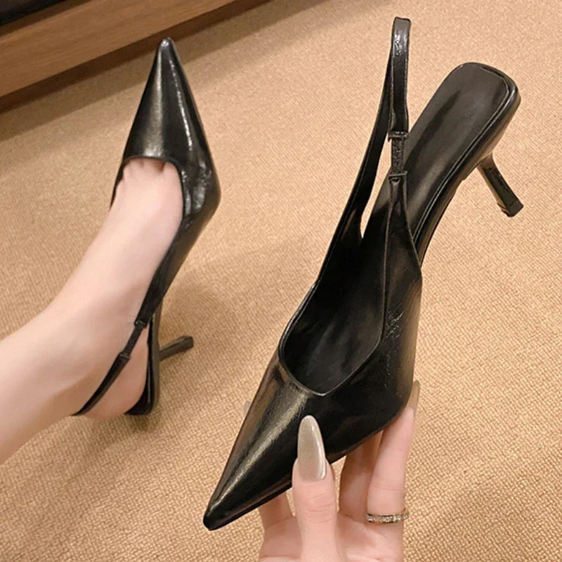 Simple Solid Color Fashion Feminine Pointed Dress Party High Heel - VelvetHem