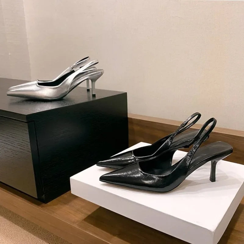 Simple Solid Color Fashion Feminine Pointed Dress Party High Heel - View 2 | VelvetHem