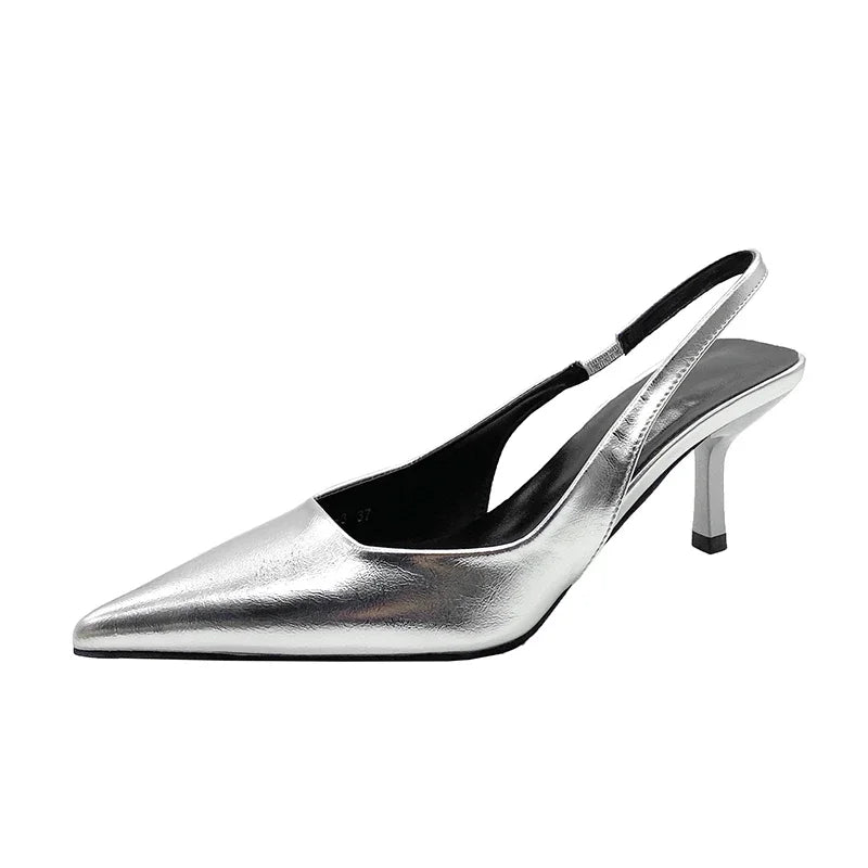 Simple Solid Color Fashion Feminine Pointed Dress Party High Heel - View 8 | VelvetHem