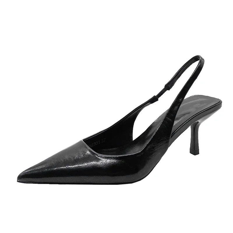 Simple Solid Color Fashion Feminine Pointed Dress Party High Heel - View 6 | VelvetHem