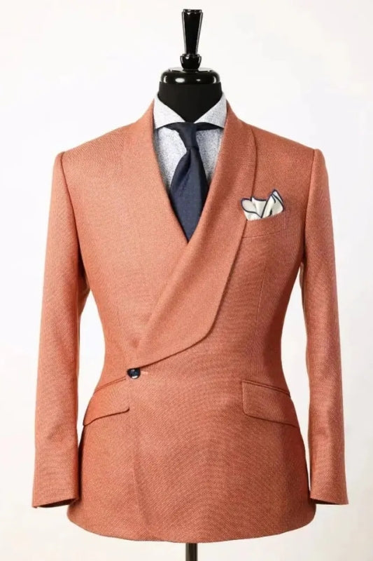 Newest Orange Shawl Lapel 2 Piece Wedding Suit