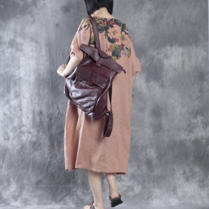 Nude linen dresses floral print fall