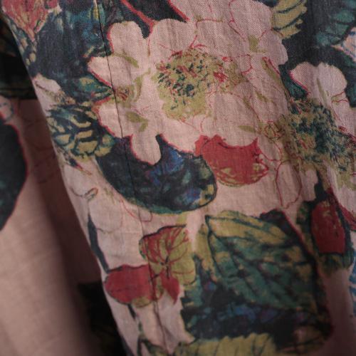 Nude linen dresses floral print fall