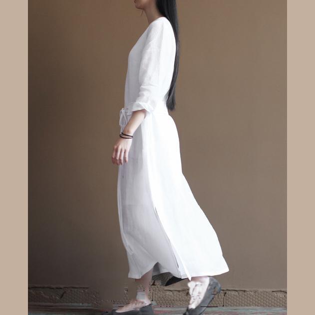 Nude linen dresses flowy linen maxi dress oversize linen clothing