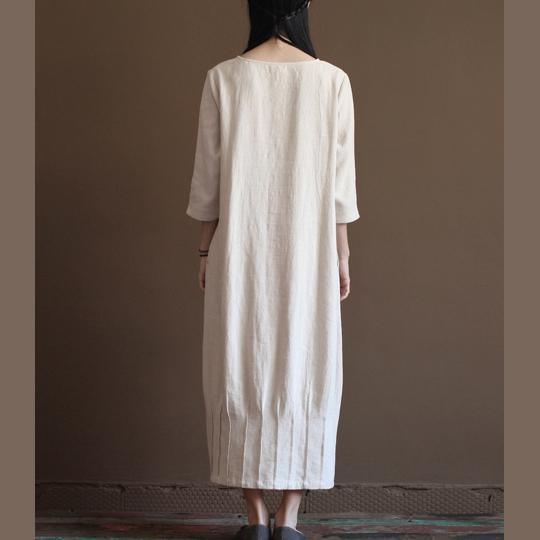 Nude Linen Spring Dress New Linen Maxi Dresses Plus Size Linen Clothing