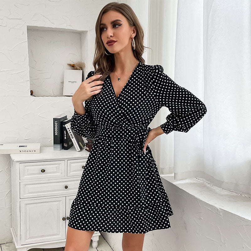 Leyla Polka Dot Shimmer Dress Black