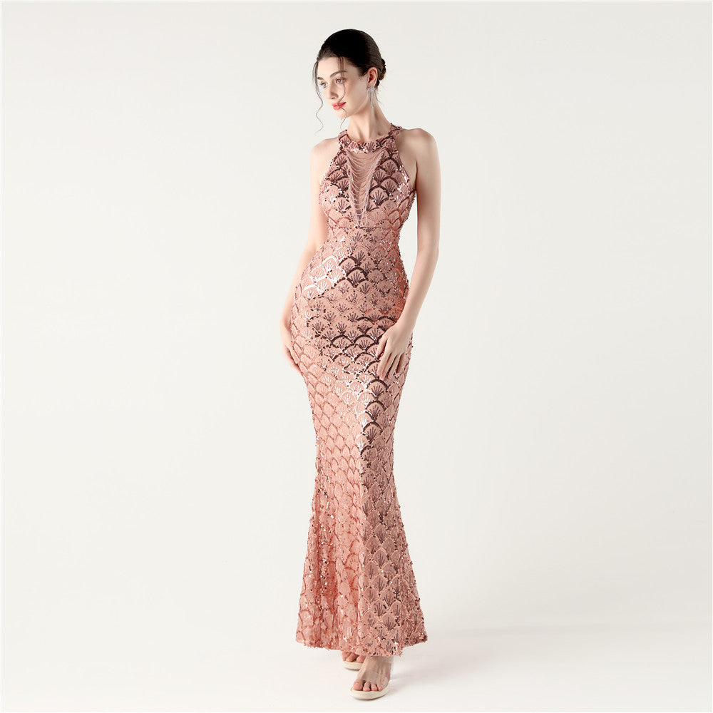 Slim Fit Hip Sequined Evening Dress