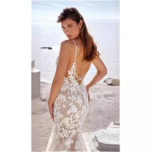 Spaghetti Strap Elegant Wedding Dress - Fashionpara