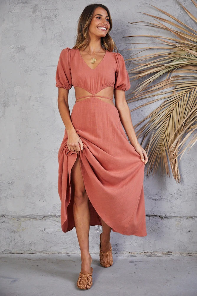 Neoma Cutout Maxi Dress Bright Blush
