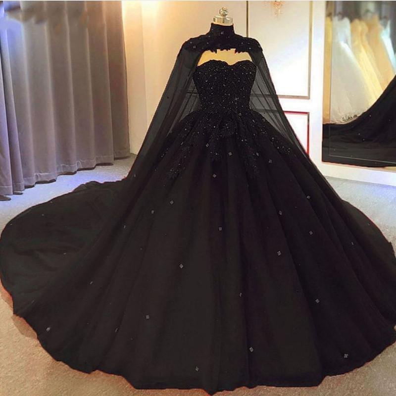 Ball Gown Black Tulle Long Sweet 16 Dresses B060
