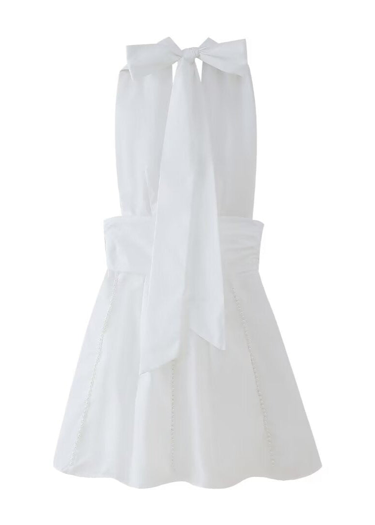 Rosalie Halter Neck Mini Dress with Pearl Details