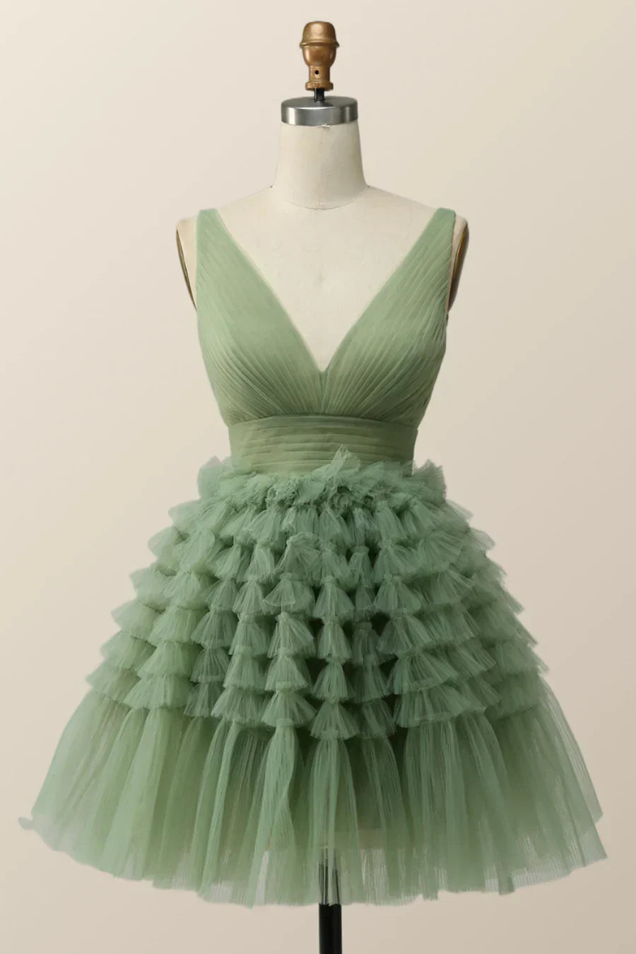Empire Green Tulle A-line Party Dress Homecoming Dresses - FashionDia