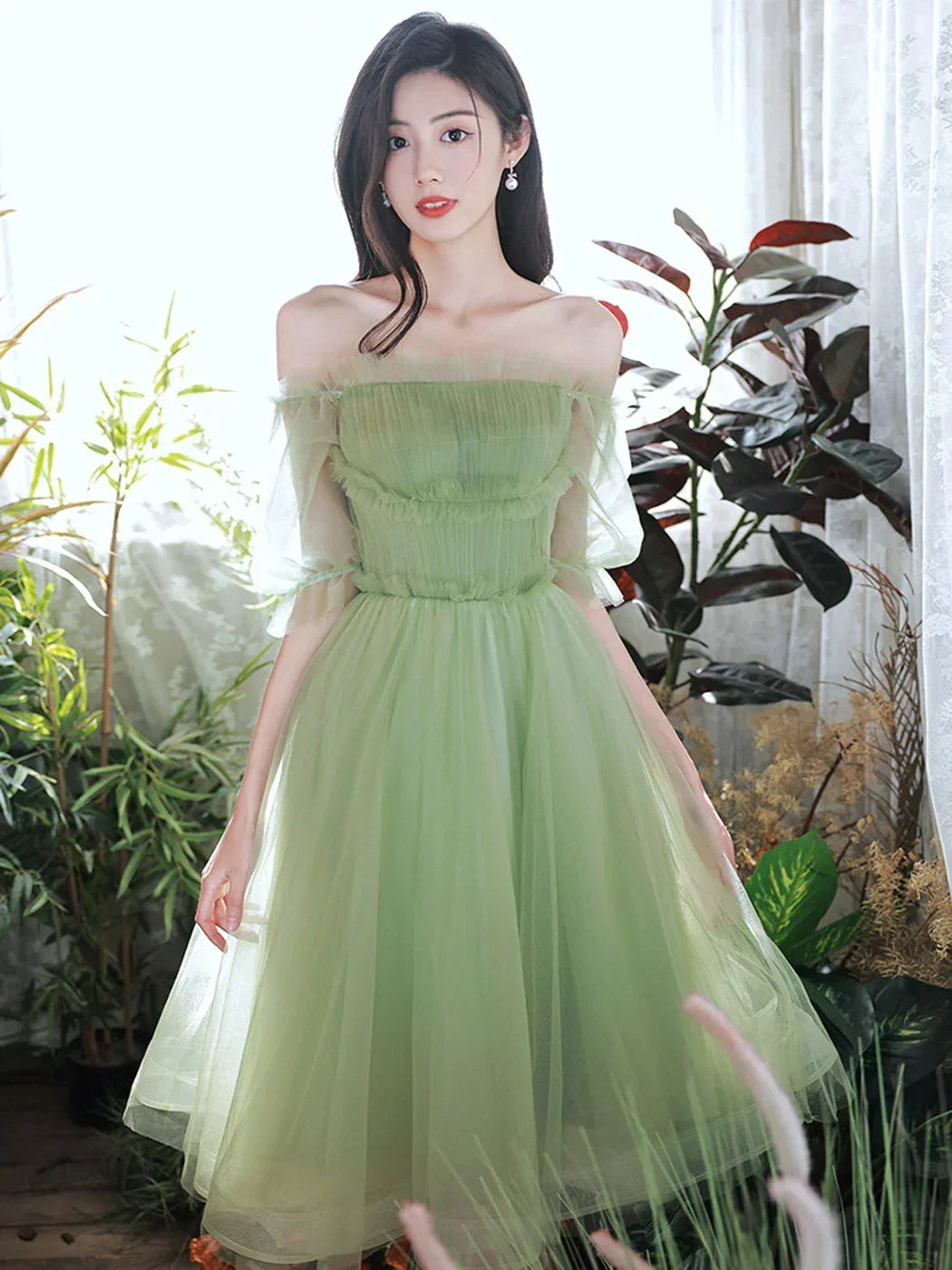 Green Tulle Short Prom Dress, Green Homecoming Dresses - FashionDia