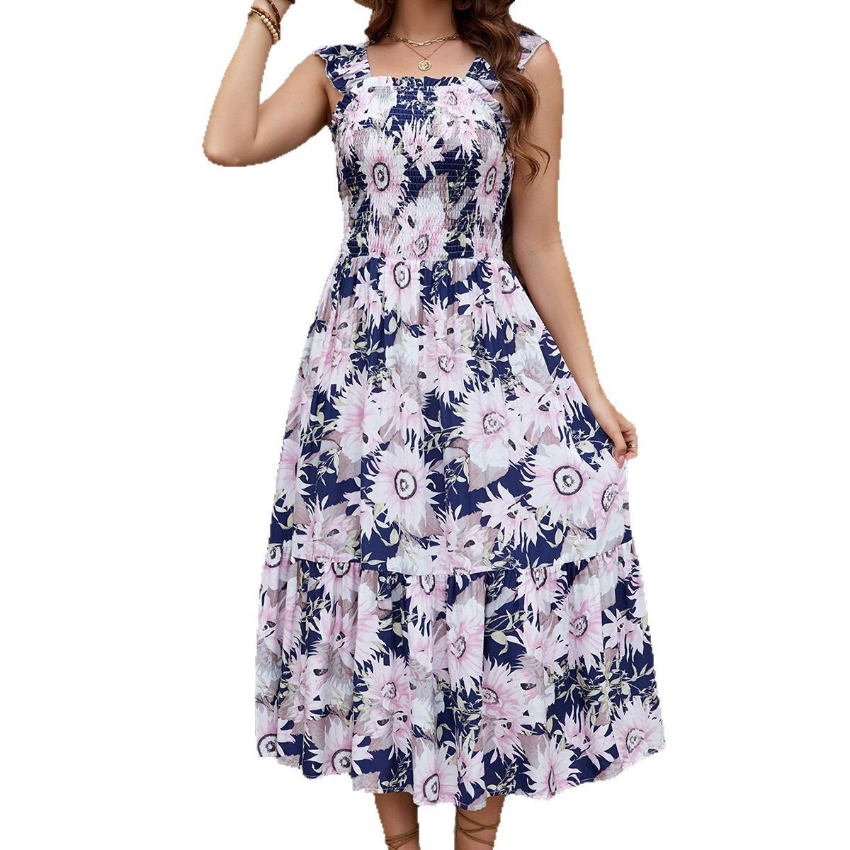 Fabiana Premium Women's Floral Ruffle Maxi Dress Boutique Collection