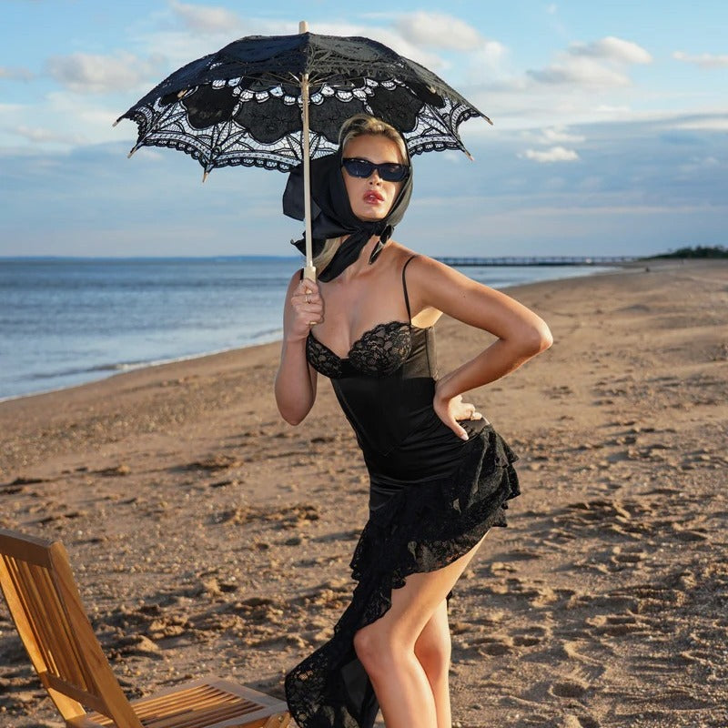 Ruffle Slit Strapless Bodycon Elegant Prom Dress - Fashionpara