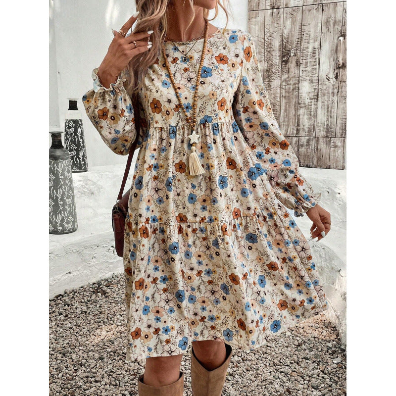 Nélida Boutique Women's Floral Print Casual Dress with Ruffle Details Collection