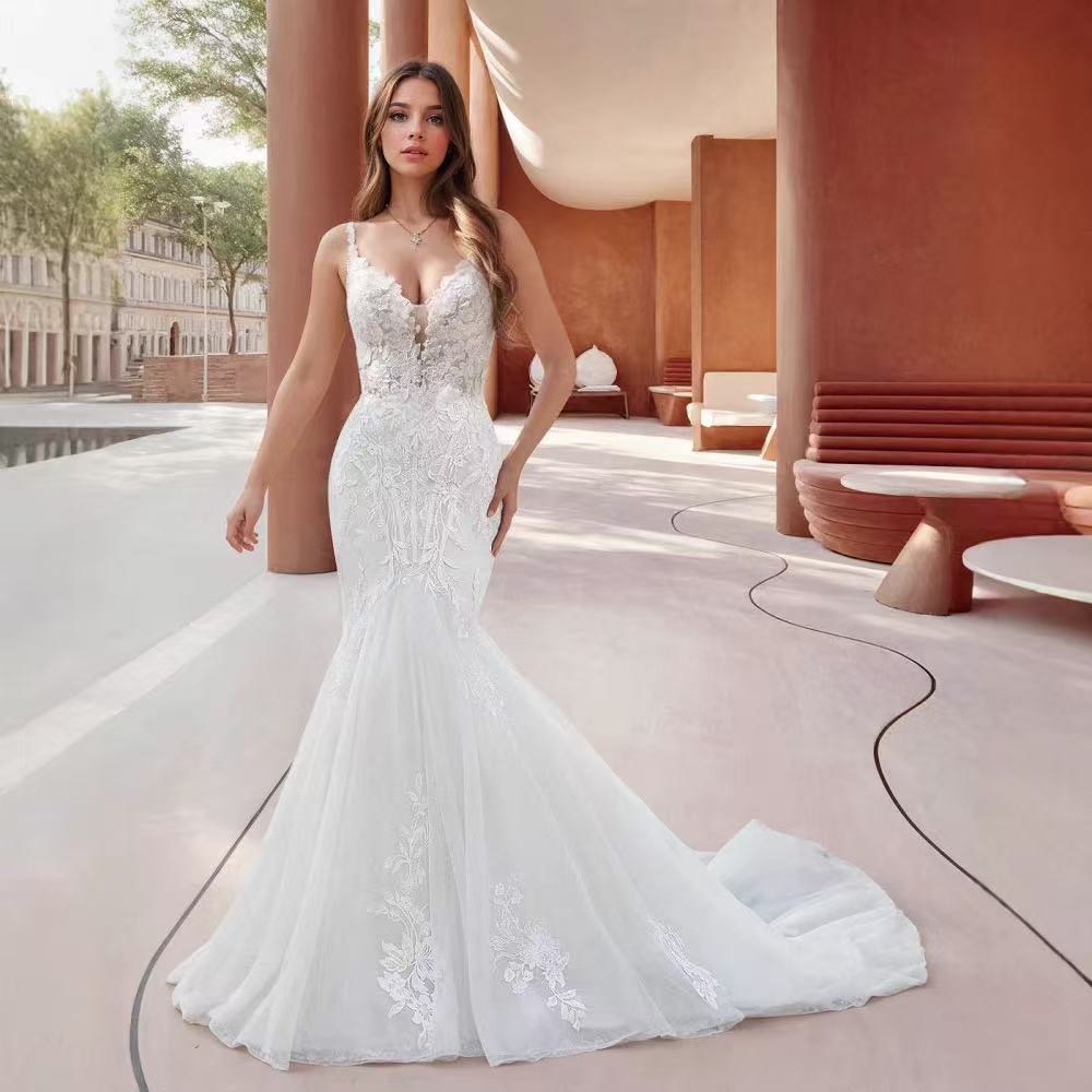 Strapless Satin Mermaid Bridal Wedding Dress - Fashionpara