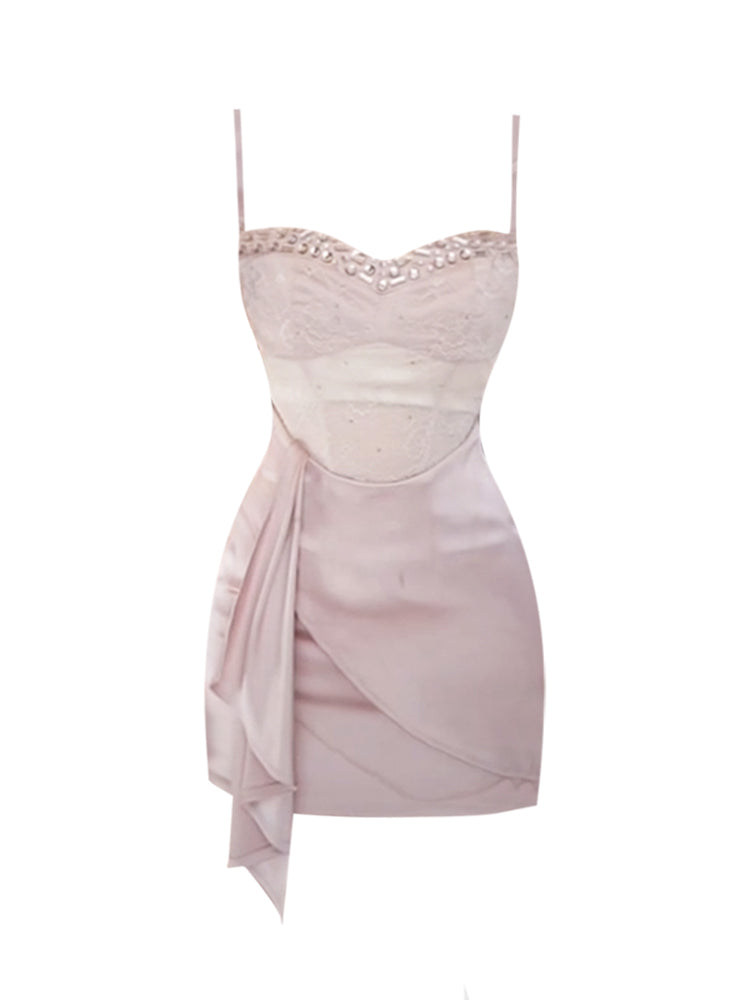 Spaghetti Strap Beaded Lace Short Homecoming Dress J8053