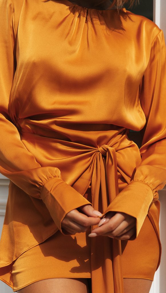 Bright Idea Tie Front Dress Marigold