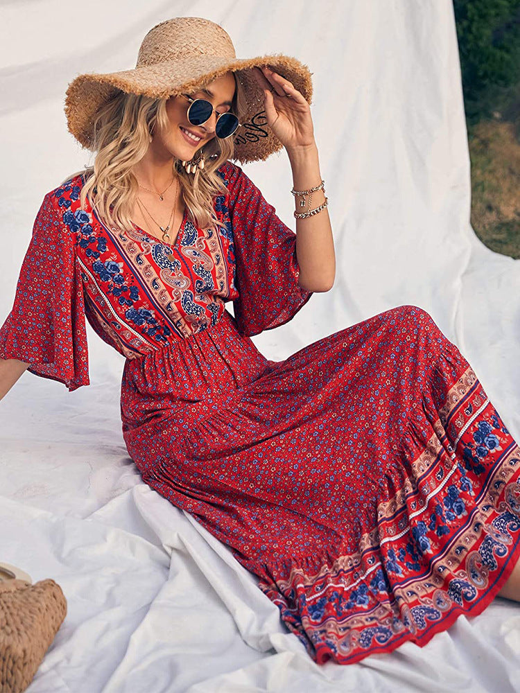 Jayleen Printed Smocked Midi Dress FINAL
