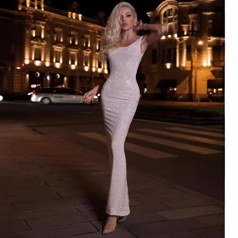 Trendy Stretchy Long Dress Backless Party Prom Dress - Fashionpara