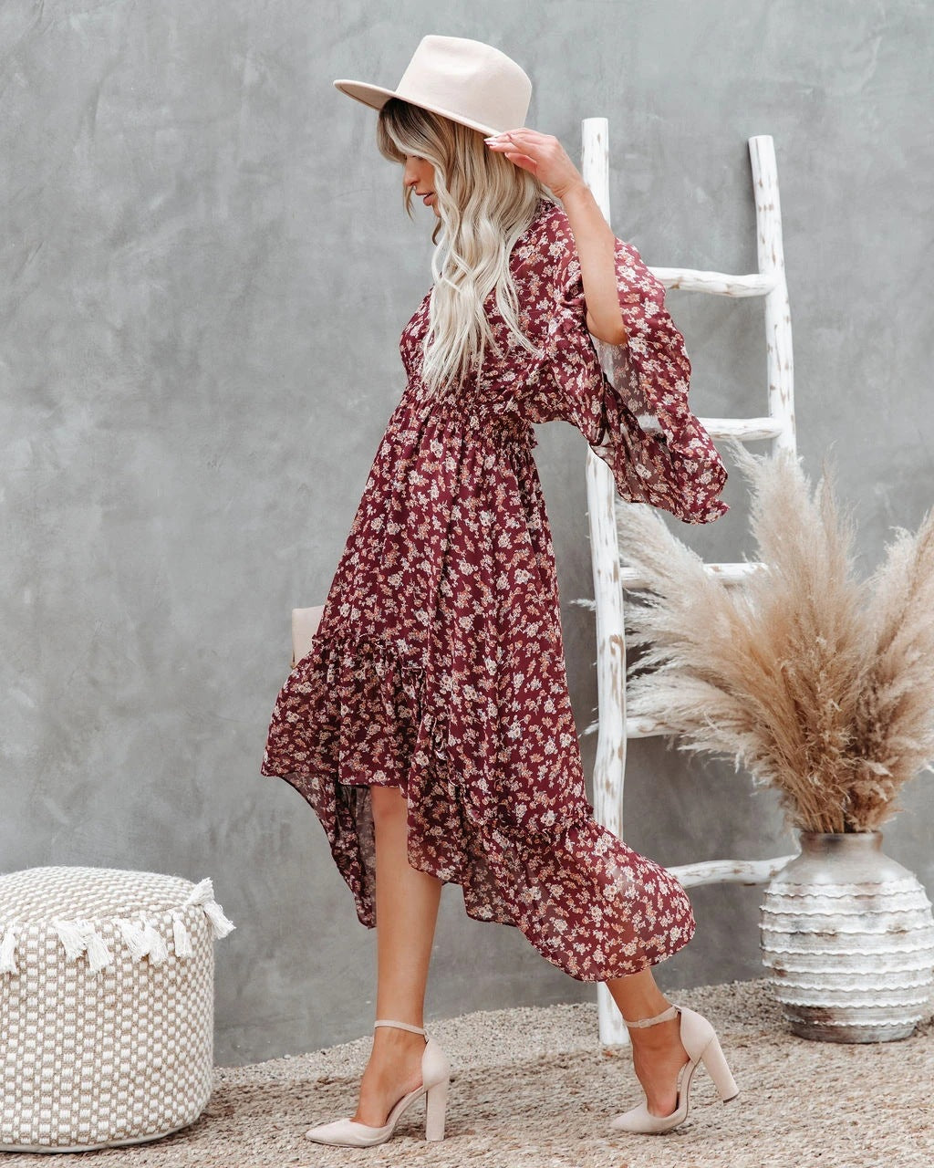 Brookings Floral Shimmer Midi Dress FINAL